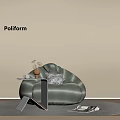 Poliform Green Bean Bag Chair With Decorative Pillow Small Table Cup On Rug