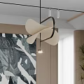 Modern Artistic Pendant Light With Geometric Design Metal Frame And Beige Shade In Living Room