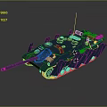 Blue Armored Military Vehicle With Turret Cannon Tracks And Antenna Emblem