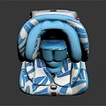 Blue And White Patterned Child Safety Seat With Comfortable Harness And Secure Design