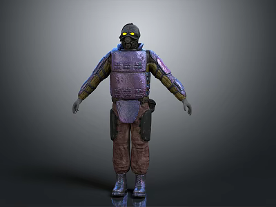 Tactical Armored Protective Suit With Helmet Goggles And Brown Pants Design 3d model