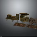 Diverse Home Furniture Collection Including Bookshelves Tables Chair Sofa And Rugs