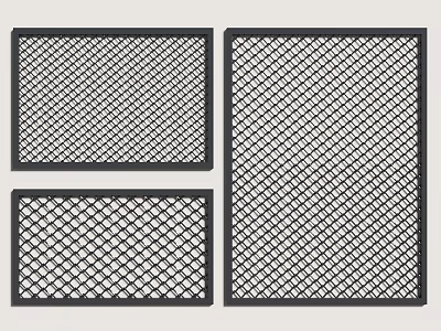 Black Frame Grid Fence with Different Sizes for Home Garden Decoration 3d model