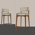 Modern Bar Stools With Wooden Frame Light Upholstered Seats And Curved Backrests
