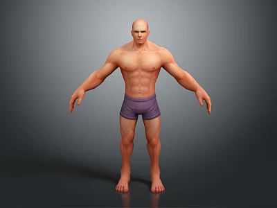 Modern game character man fitness athlete bodybuilding male 3d model