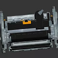 Detailed View Of Mechanical Component With Transparent Casing Internal Structure And Orange Parts