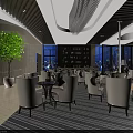 Modern Sales Office Interior With Comfortable Sofas Coffee Tables Large Plant And City View Windows