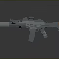 Modern Futuristic Rifle Weapon With Scope Gray Body And Orange Accents