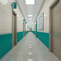 Bright Hospital Waiting Area With Green Counters Seats And Tiled Floor