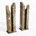 Pair of Weathered Stone Columns With Historic Patina And Textured Surfaces
