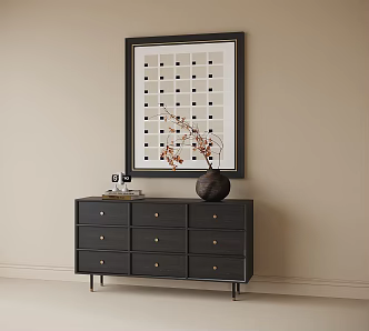 Modern Entrance Cabinet Decorative Cabinet Shoe Cabinet Hanging Painting 3d model