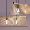 Modern Woven Chandeliers with Rectangular and Triangular Designs Hanging in Minimalist Setting 3d model