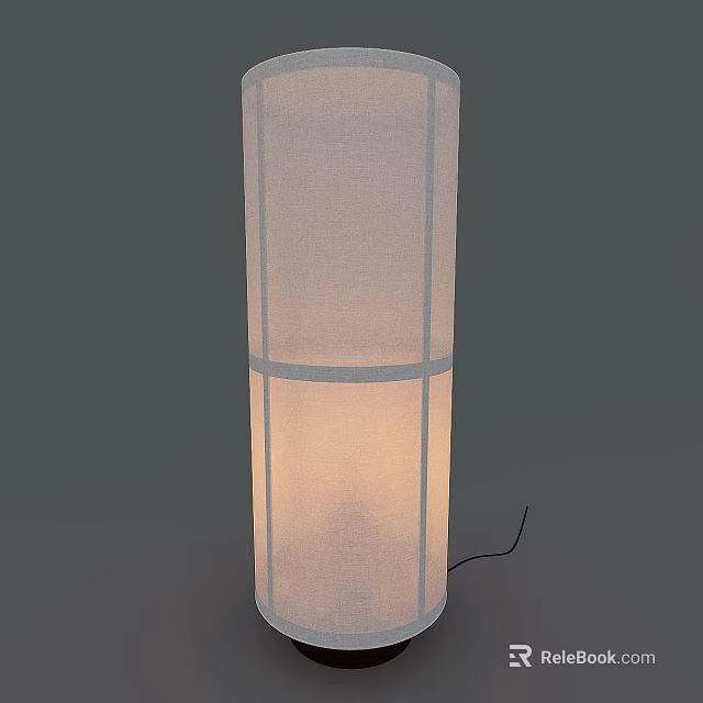 Minimalist Modern Floor Lamp With Cylindrical Fabric Shade And Light Colored Striped Design 3d model 