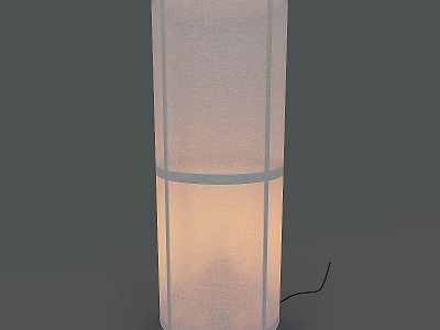 Minimalist Modern Floor Lamp With Cylindrical Fabric Shade And Light Colored Striped Design 3d model
