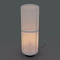 Minimalist Modern Floor Lamp With Cylindrical Fabric Shade And Light Colored Striped Design