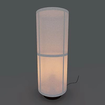 Minimalist Modern Floor Lamp With Cylindrical Fabric Shade And Light Colored Striped Design 3d model