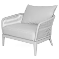 Modern Rattan Outdoor Lounge Chair With Gray Cushion And Metal Frame