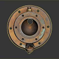 Rusty Orange and Greenish Metal Household Hardware Part with Bolts and Holes