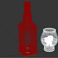 Old Fashioned Whiskey Bottle With Glass And Ice Cubes On White Background