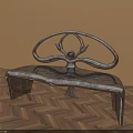 Modern Artistic Public Chair With Curved Metal Structure And Sculptural Backrest