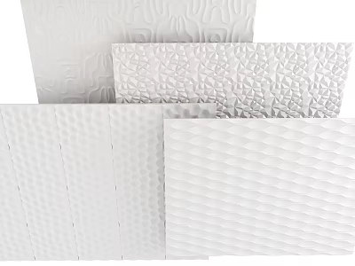 White Textured Decorative Wall Panels Featuring Different Pattern Designs For Interior 3d model