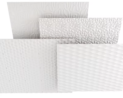 White Textured Decorative Wall Panels Featuring Different Pattern Designs For Interior 3d model
