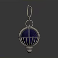 Elegant Silver Pendant With Blue Sphere And Intricate Cage Structure Design