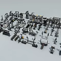 Comprehensive Fitness Equipment Collection Including Dumbbells Treadmills and Weight Training Machines