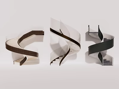 Contemporary Spiral Stairs Design With Varied Styles And Materials For Modern Spaces 3d model