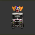 White Ice Cream Truck With Clown Head Flame Pink Polka Dots And Ice Cream Design
