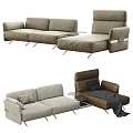Modern Sectional Sofa With Light Gray Brown Upholstery Pillows Throw Blanket And Metal Legs