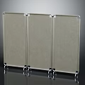 Three Panel Gray Room Divider With Metal Frame For Home Office Space 3d model