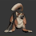 Cartoon Dog With Orange And White Fur In Playful Stance And Curled Tail