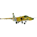 Camouflage Fighter Jet with Green and Yellow Paint Number 886 Wings Fuselage Landing Gear Down