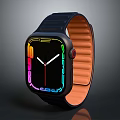 Stylish Smart Watch With Colorful Display And Blue Orange Strap Design