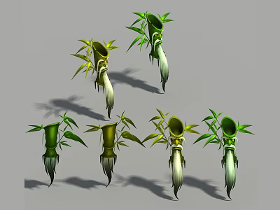Creative Character And Creature Plant Inspired Designs With Green Leaves And Unique Shapes 3d model