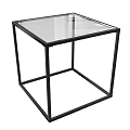 Modern Coffee Table with Black Metal Frame and Clear Glass Top Design