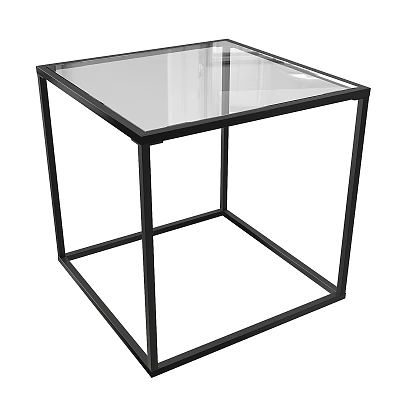 Modern Coffee Table with Black Metal Frame and Clear Glass Top Design 3d model