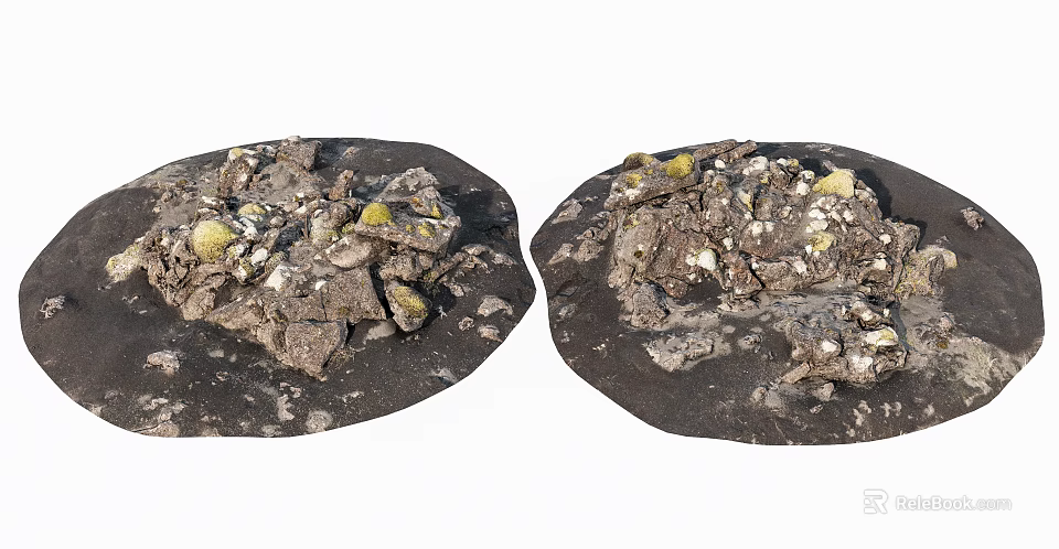 Round Shaped Stone Wood Decorative Items with Natural Rough Texture and Chips 3d model 