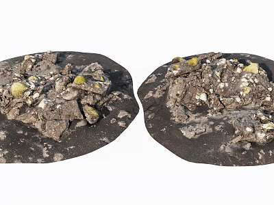 Round Shaped Stone Wood Decorative Items with Natural Rough Texture and Chips 3d model