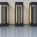 Three Modern Black Frame Hinged Doors With Grid Pattern For Interior Design 3d model