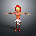 Tribal Character With Feather Headdress Painted Body And Arms Outstretched In Traditional Attire