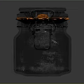 Empty Transparent Glass Jar With Metal Clasp And Orange Seal On Smooth Surface