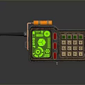 Vintage Handheld Computer Terminal With Green Screen Retro Keypad And Antenna Design