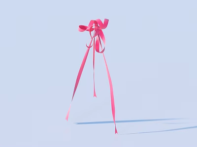 Elegant Pink Decorative Bow With Long Flowing Ribbons For Daily Use 3d model
