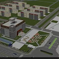 Modern School Building With Grand Entrance Large Windows And Trees Along Landscaped Pathway