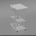 Modern White Rolling Functional Desk With Multiple Shelves For Storage And Mobility 3d model
