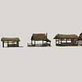 Various Traditional Thatched Roof Houses With Rustic Wooden Structures And Classic Rural Designs