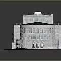 Classical Modern Residential Building With Curved Design White Exterior Multiple Windows And Roof Skylights