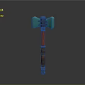 Green Double Bladed Axe With Red Wrapped Handle And Metal Head